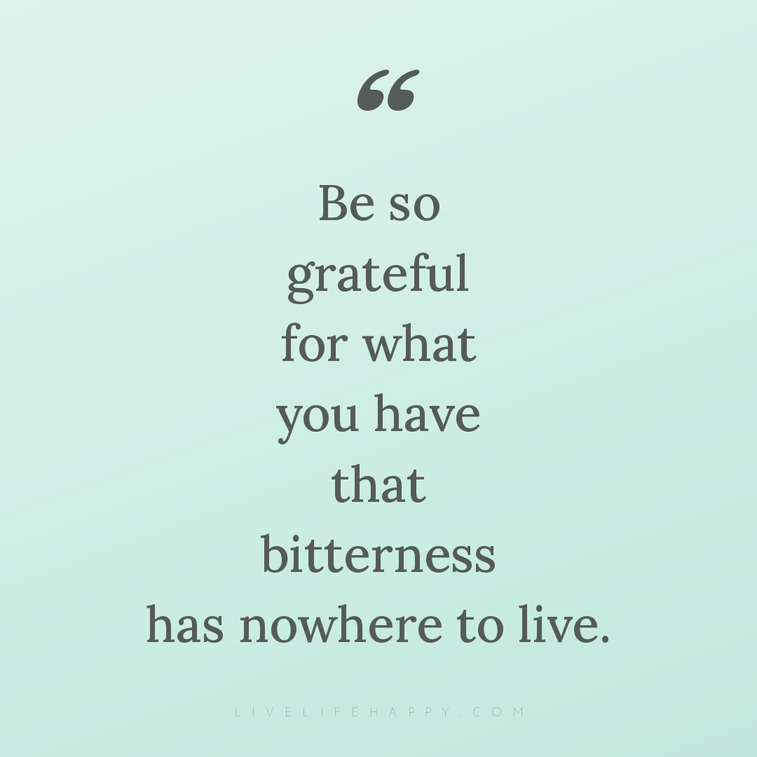 Be so grateful for what you have that bitterness has... — Author Unknown