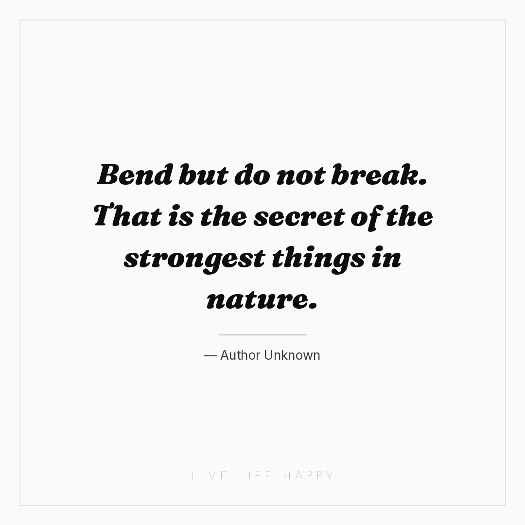 Bend but do not break. That is the secret of the str... — Author Unknown