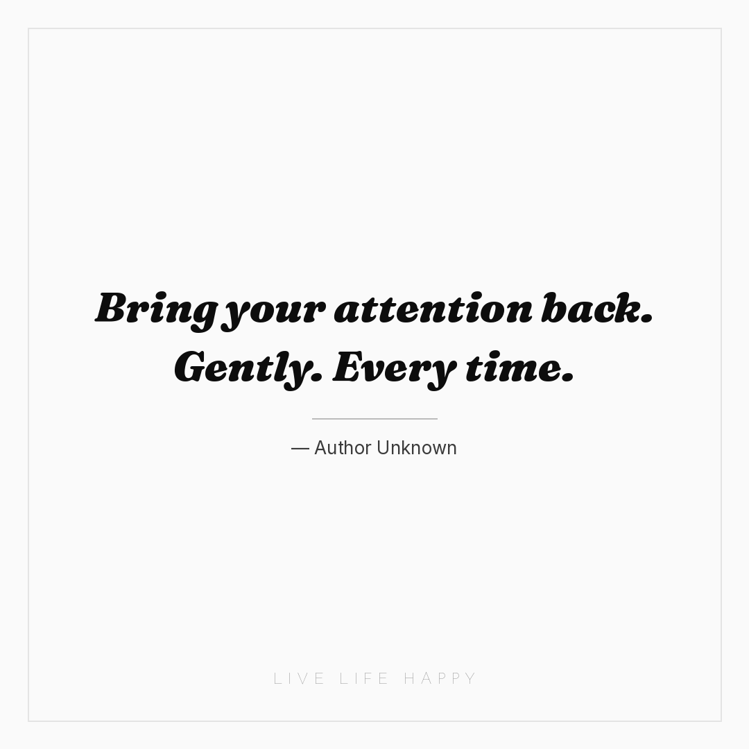 Bring your attention back. Gently. Every time. — Author Unknown