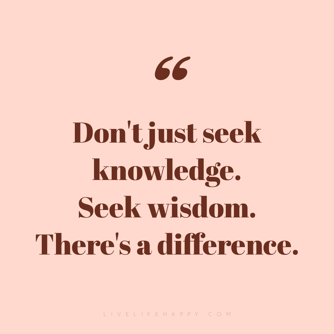 Don't just seek knowledge. Seek wisdom. There's a di... — Author Unknown