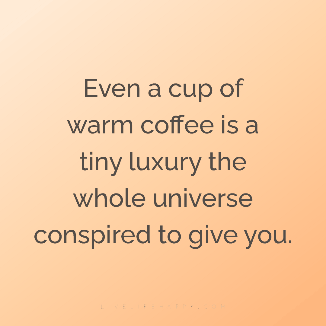 Even a cup of warm coffee is a tiny luxury the whole... — Author Unknown