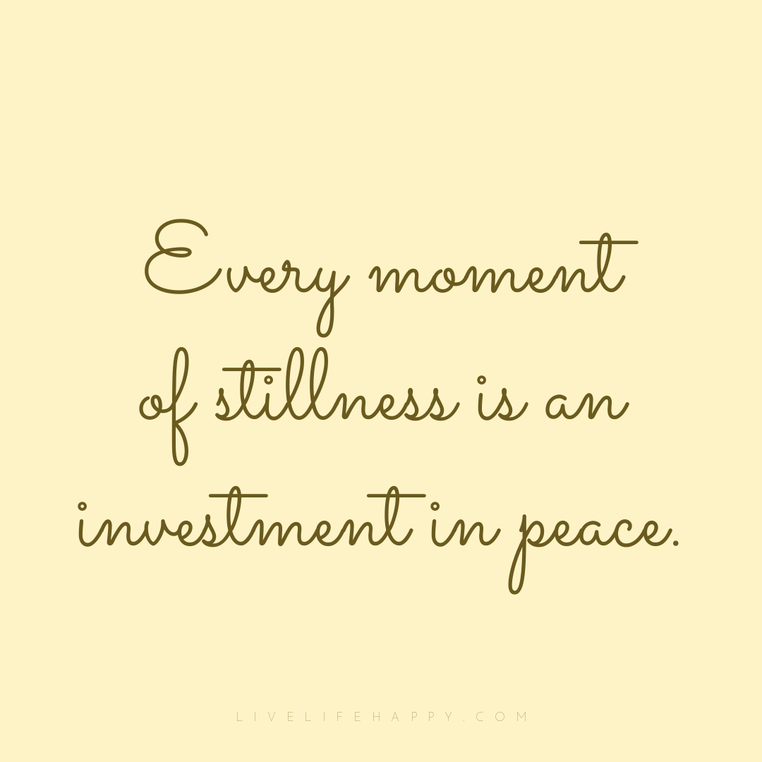 Every moment of stillness is an investment in peace. — Author Unknown