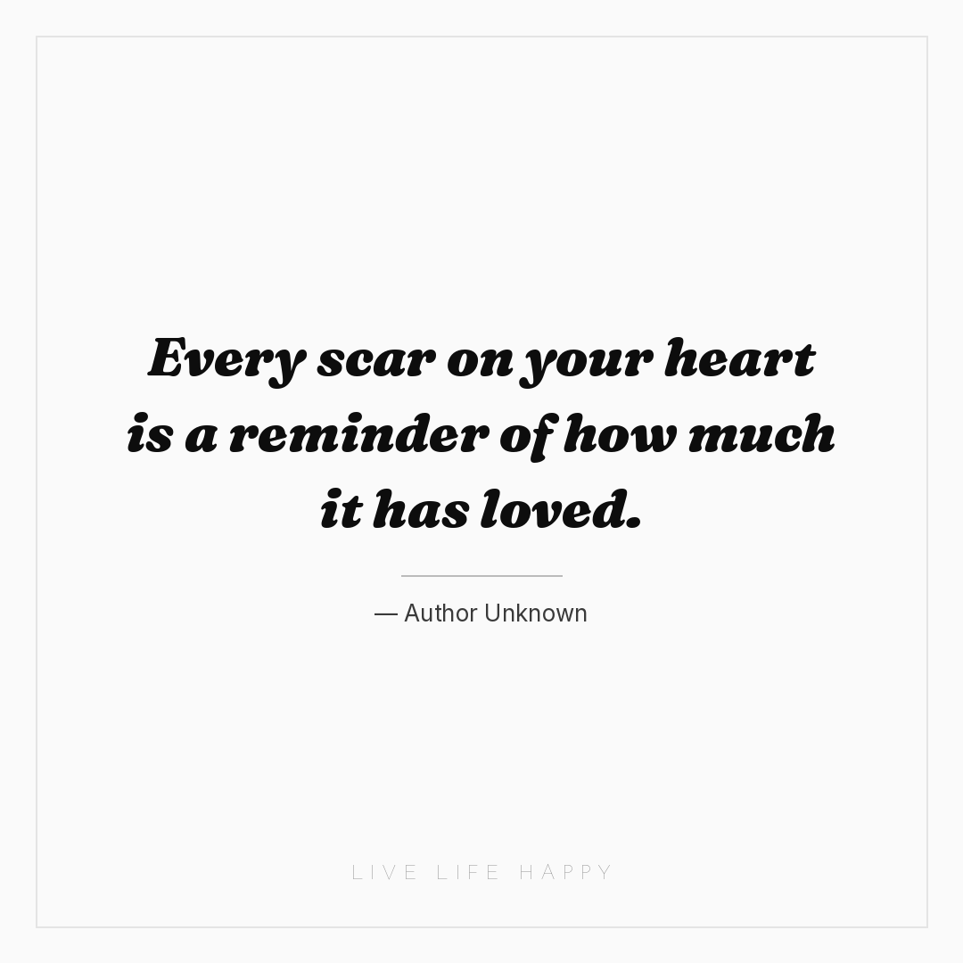 Every scar on your heart is a reminder of how much i... — Author Unknown