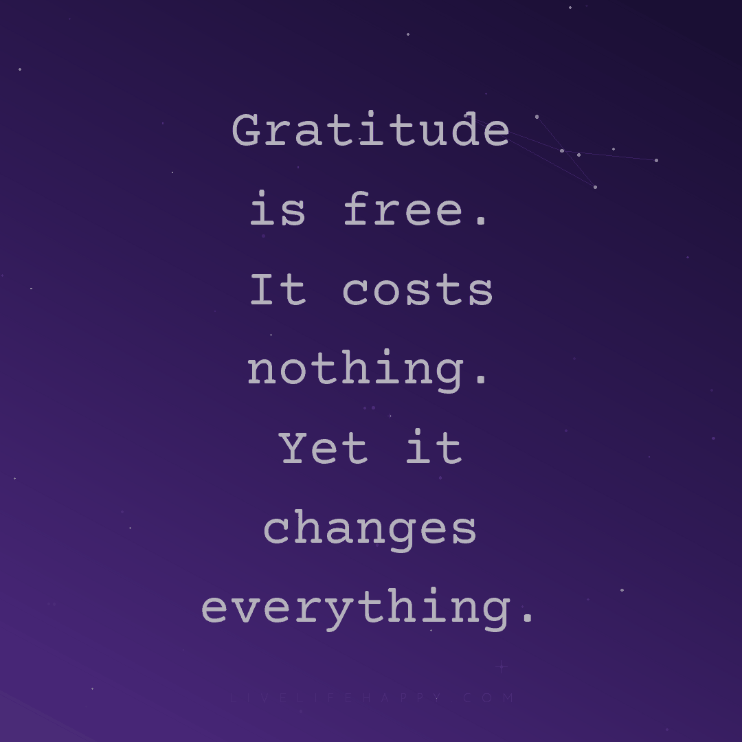 Gratitude is free. It costs nothing. Yet it changes ... — Author Unknown