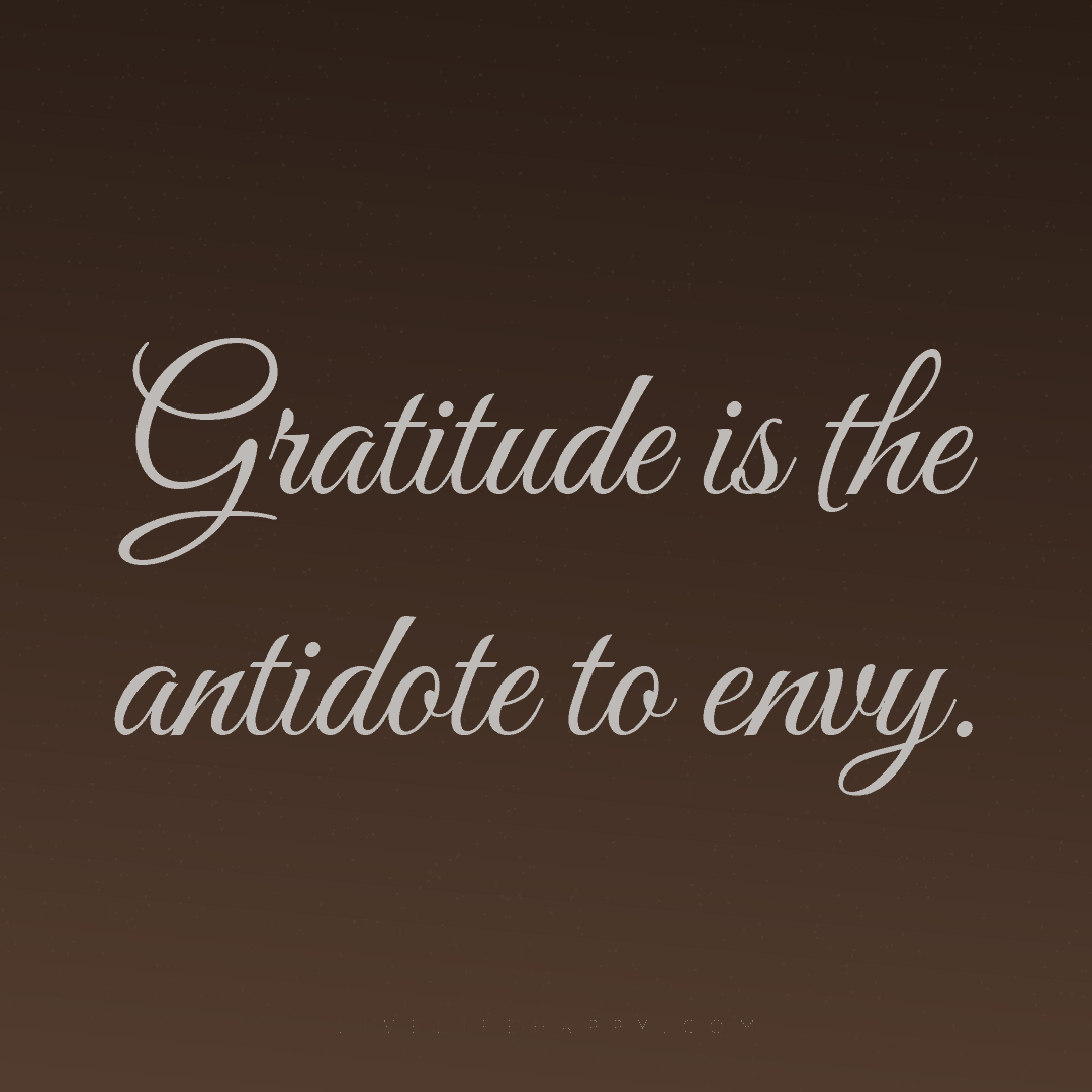 Gratitude is the antidote to envy. — Author Unknown