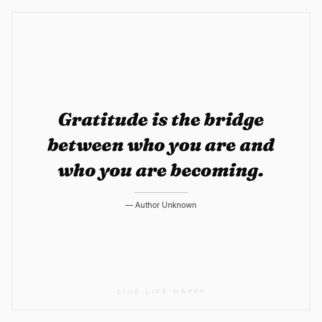 Gratitude is the bridge between who you are and who ... — Author Unknown
