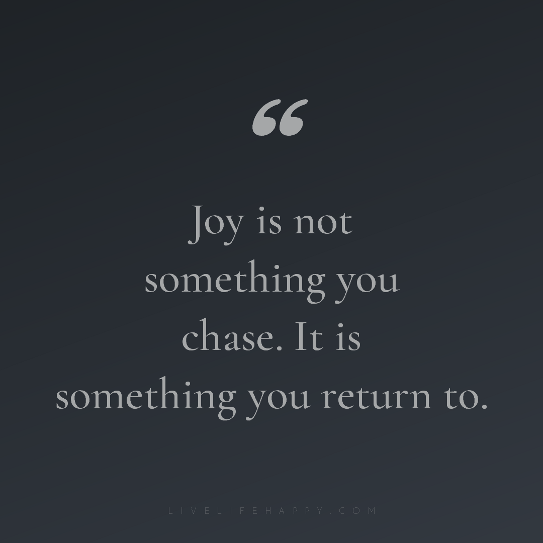 Joy is not something you chase. It is something you ... — Author Unknown