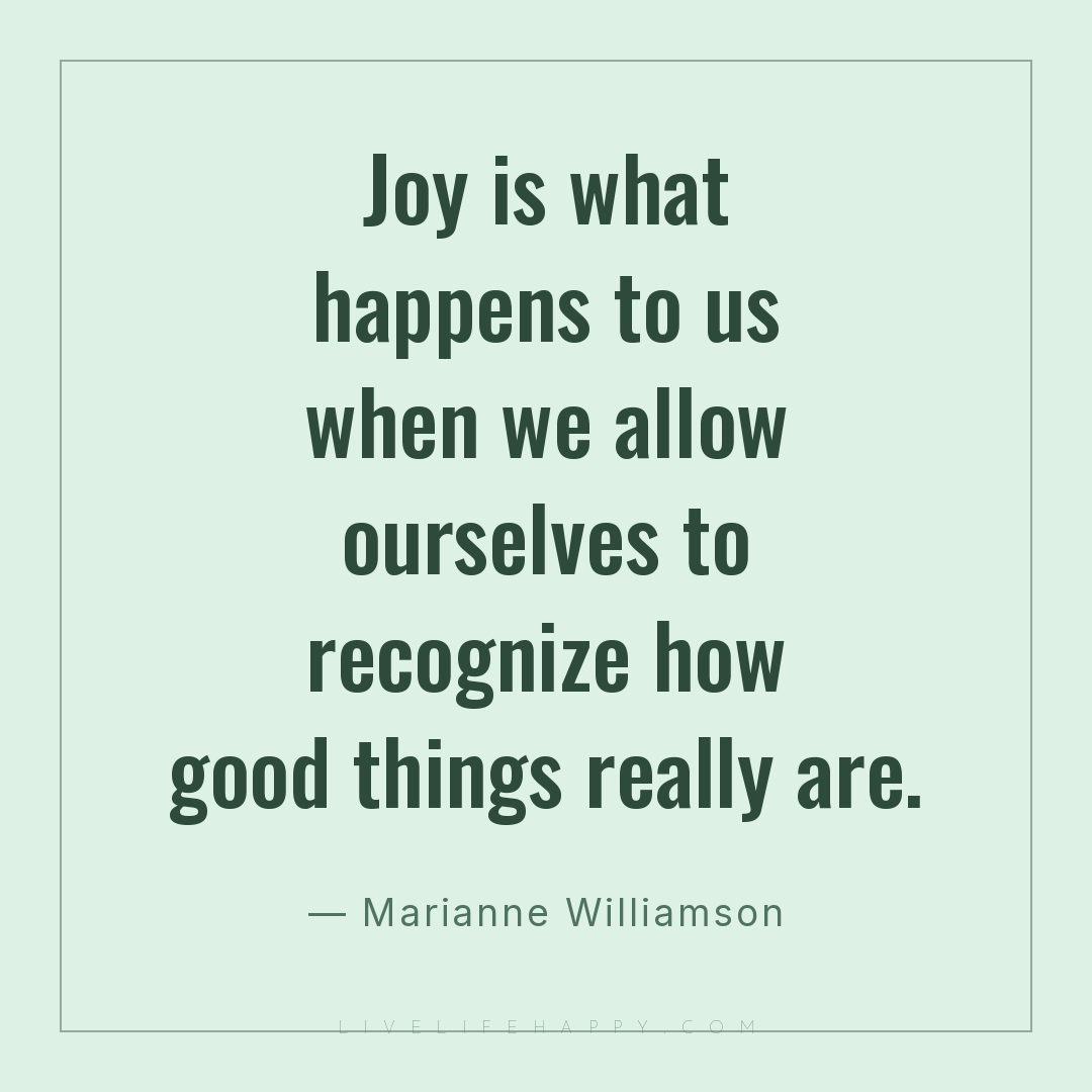 Joy is what happens to us when we allow ourselves to... — Marianne Williamson