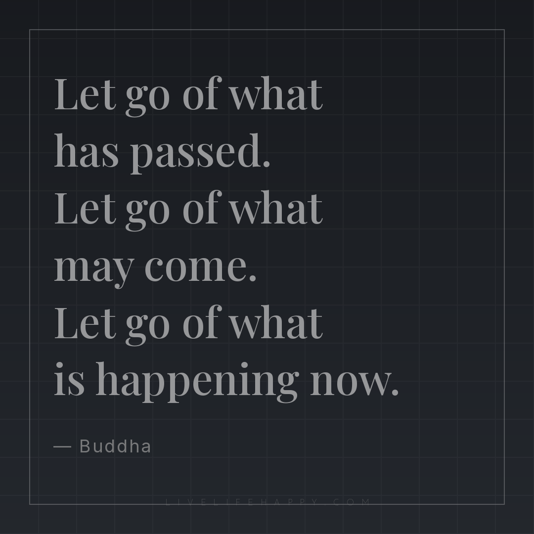 Let go of what has passed. Let go of what may come. ... — Buddha