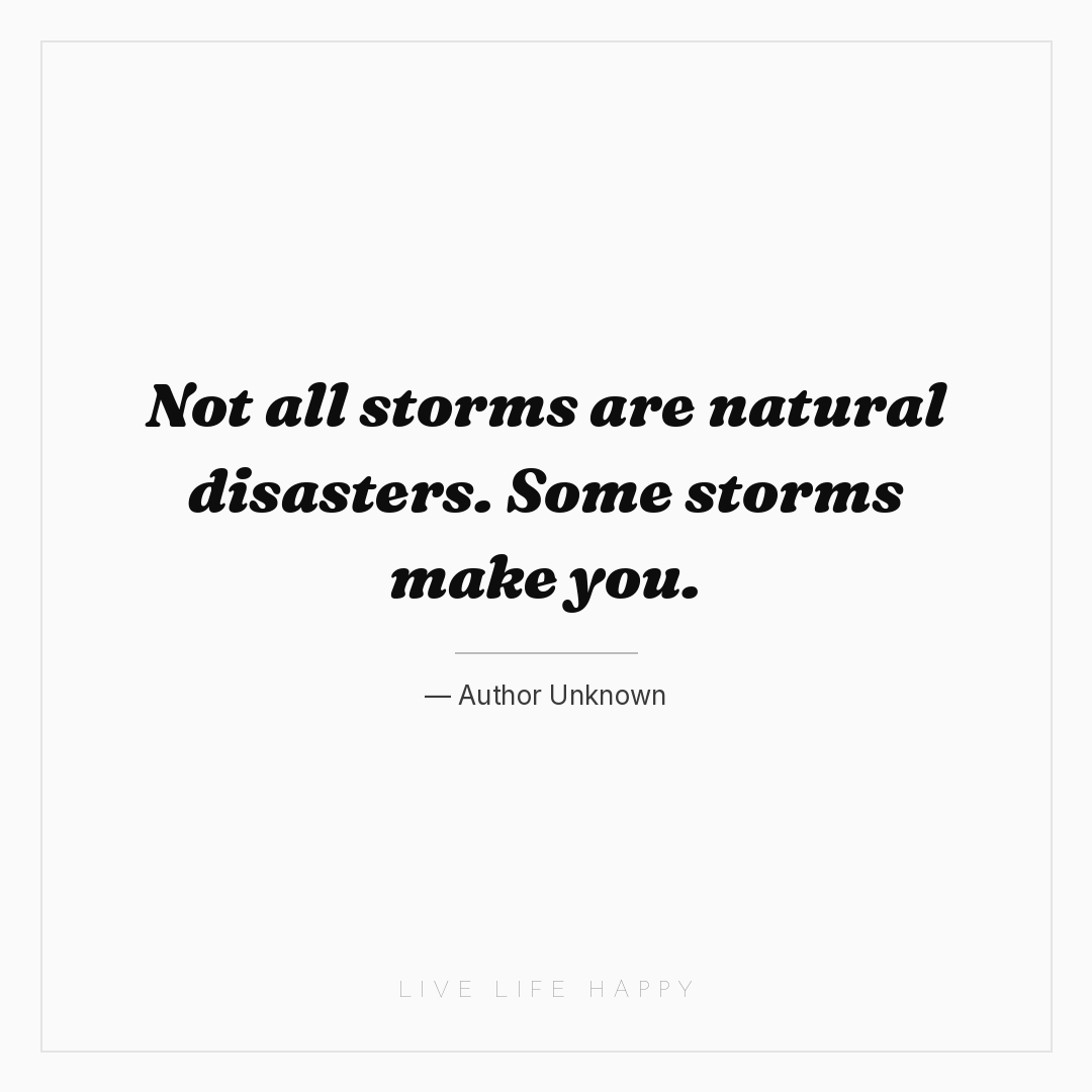 Not all storms are natural disasters. Some storms ma... — Author Unknown