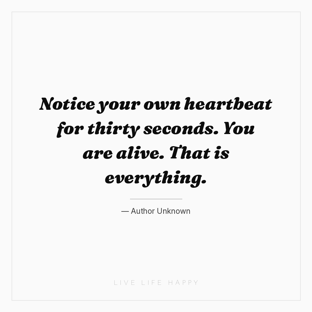 Notice your own heartbeat for thirty seconds. You ar... — Author Unknown