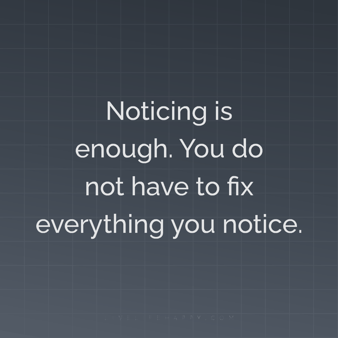 Noticing is enough. You do not have to fix everythin... — Author Unknown