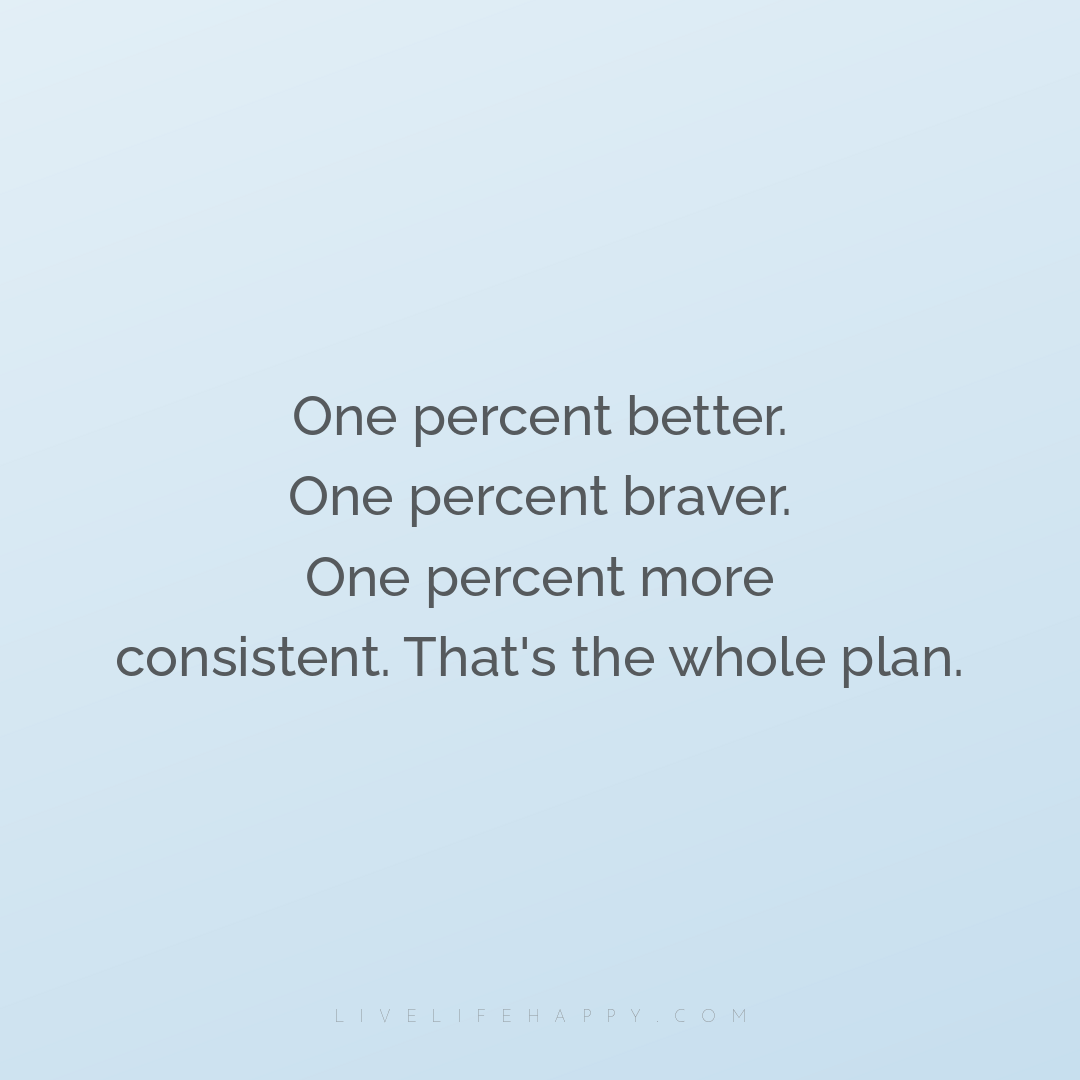 One percent better. One percent braver. One percent ... — Author Unknown