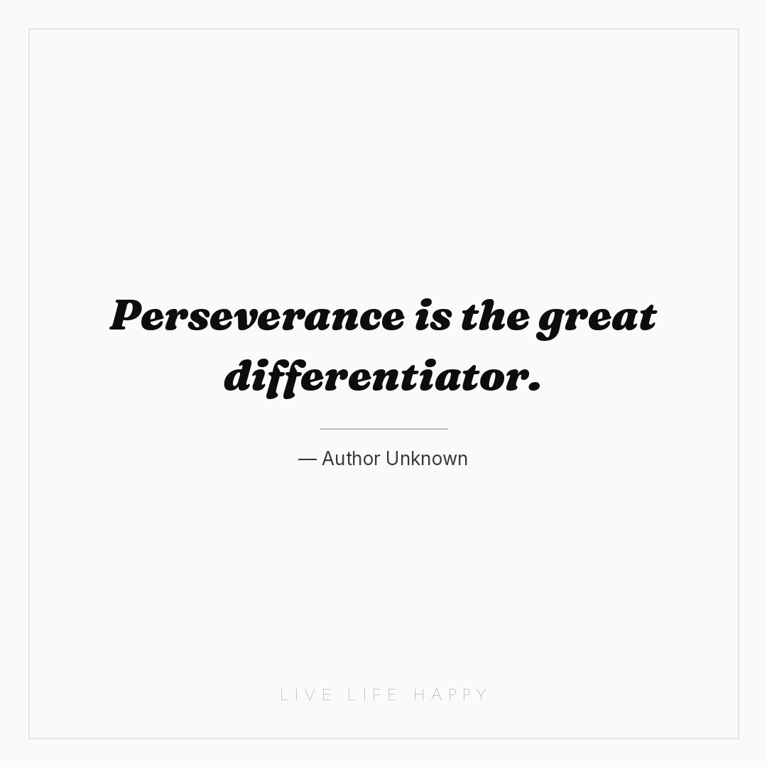 Perseverance is the great differentiator. — Author Unknown
