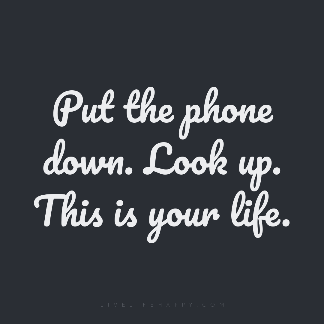 Put the phone down. Look up. This is your life. — Author Unknown