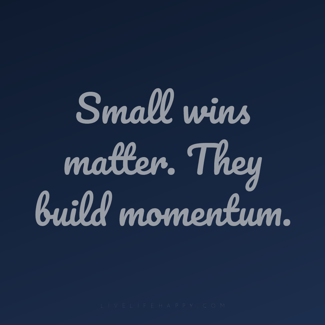 Small wins matter. They build momentum. — Author Unknown