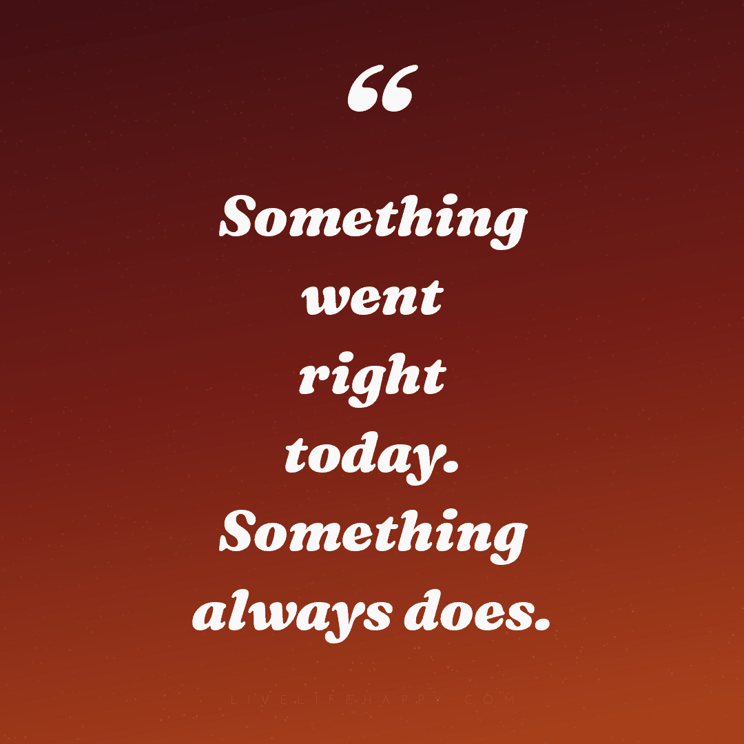 Something went right today. Something always does. — Author Unknown