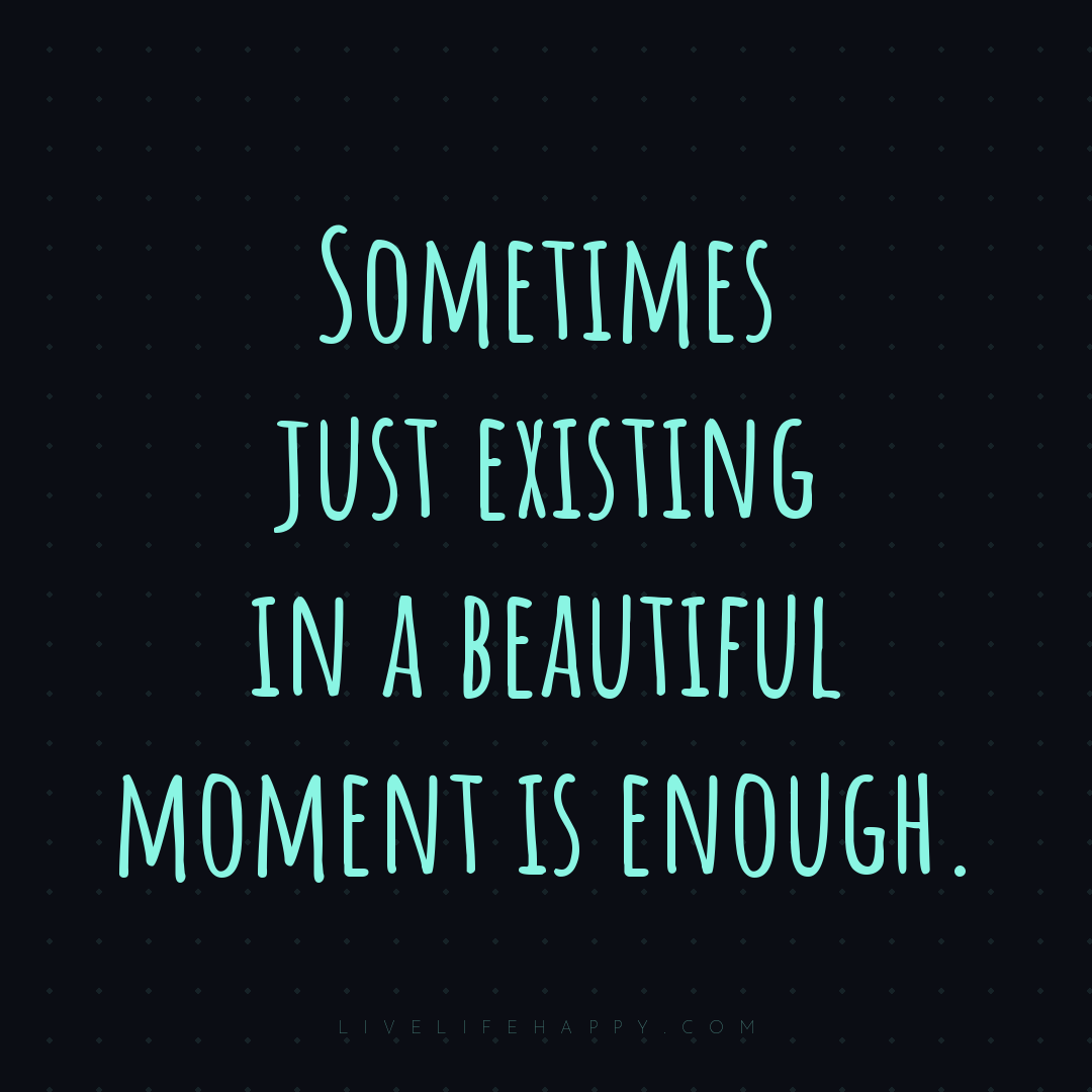 Sometimes just existing in a beautiful moment is eno... — Author Unknown