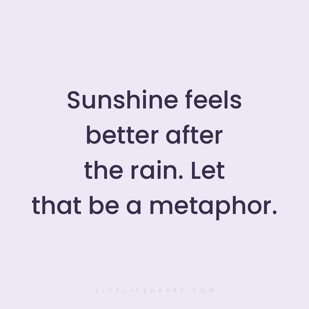 Sunshine feels better after the rain. Let that be a ... — Author Unknown