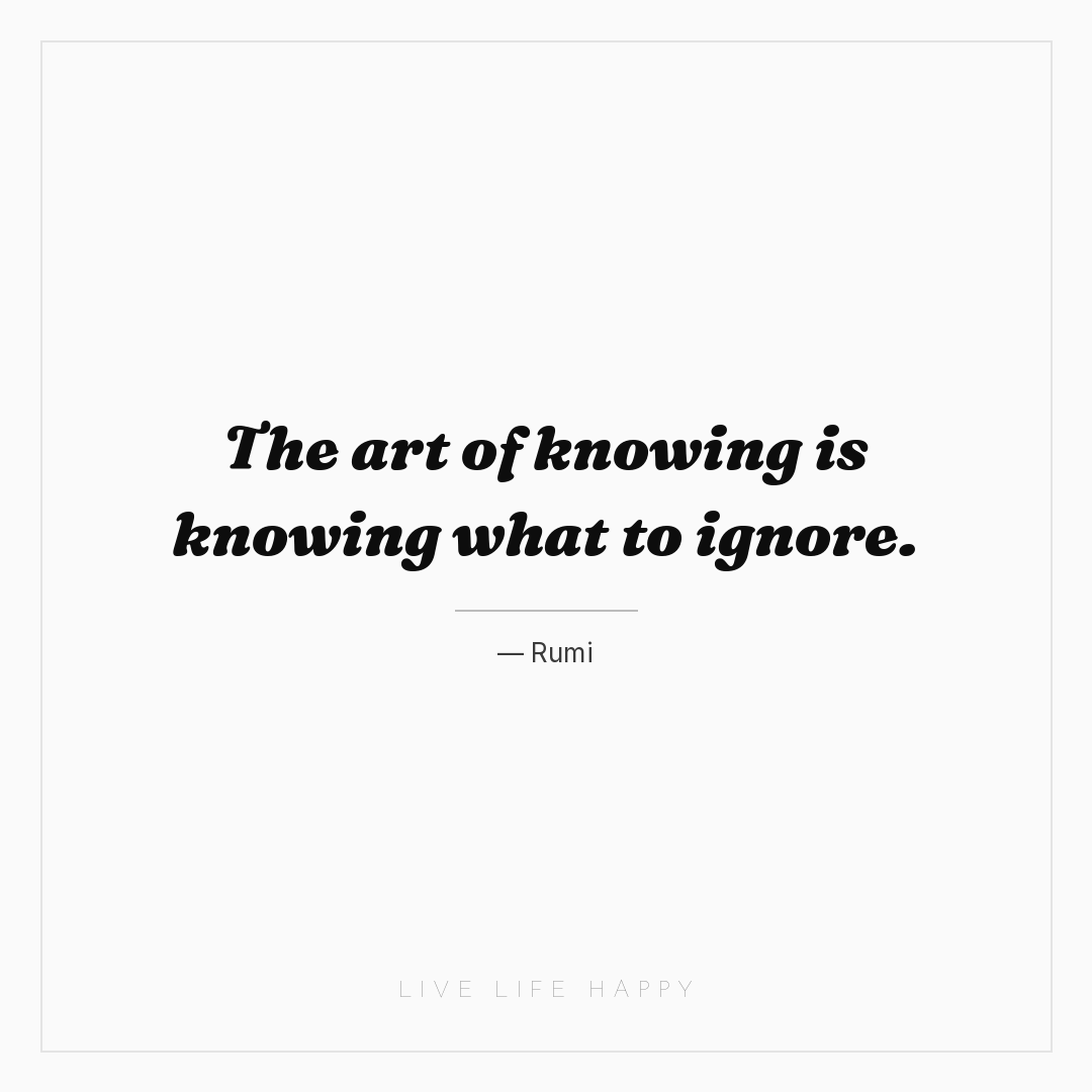 The art of knowing is knowing what to ignore. — Rumi