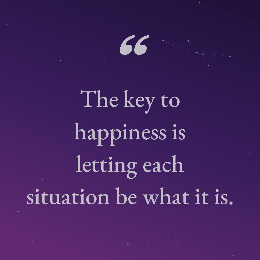 The key to happiness is letting each situation be wh... — Author Unknown