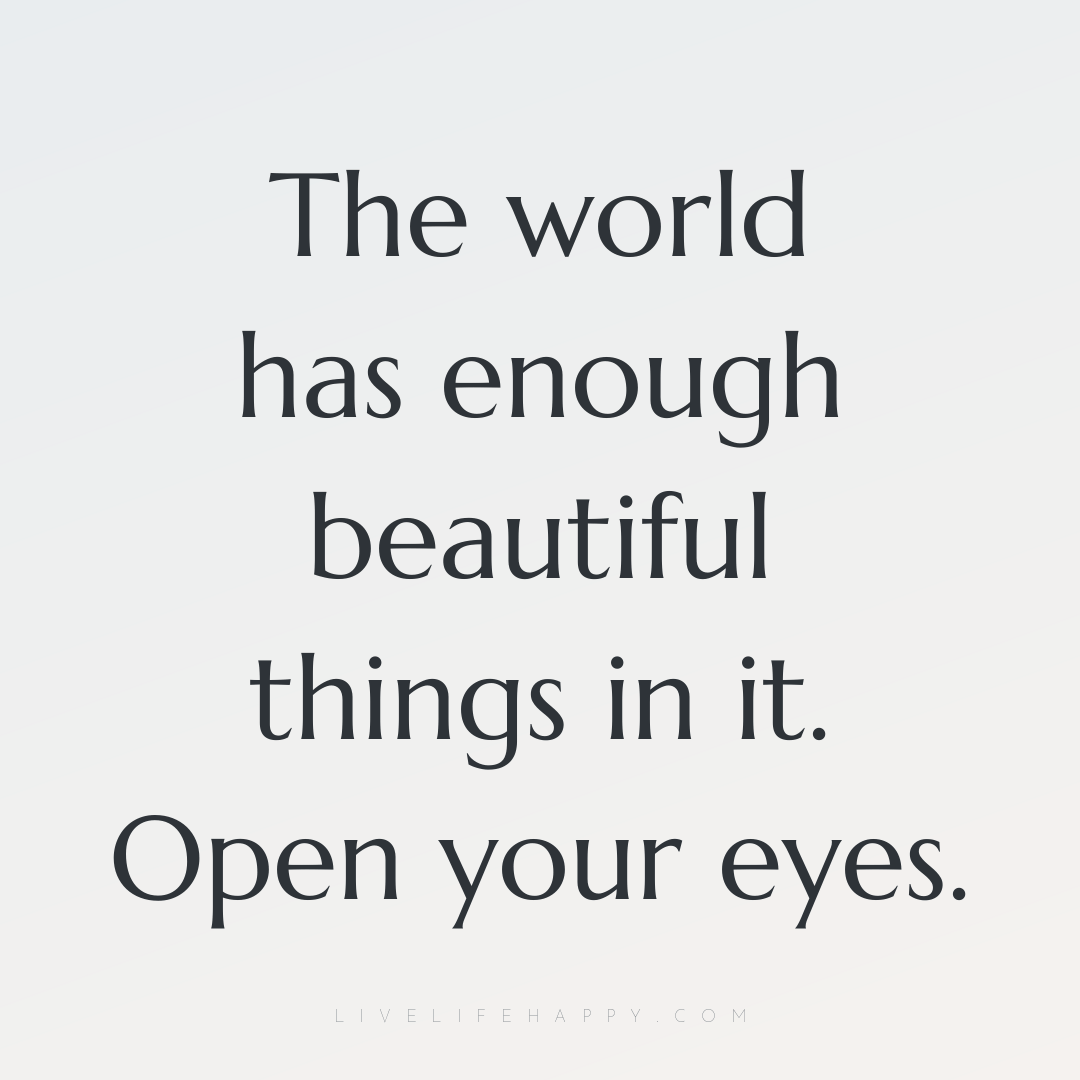 The world has enough beautiful things in it. Open yo... — Author Unknown