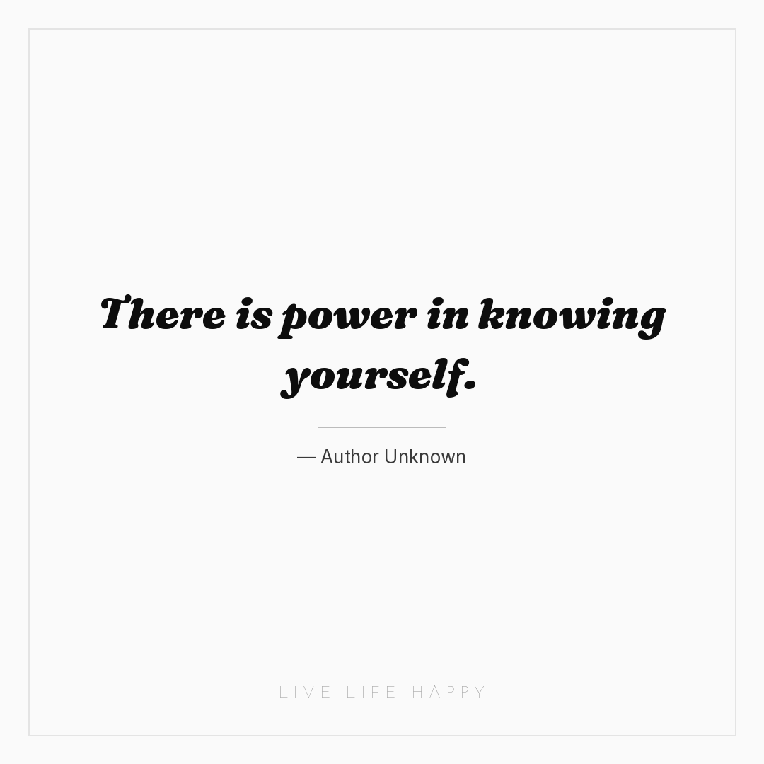 There is power in knowing yourself. — Author Unknown