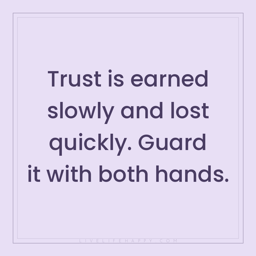 Trust is earned slowly and lost quickly. Guard it wi... — Author Unknown