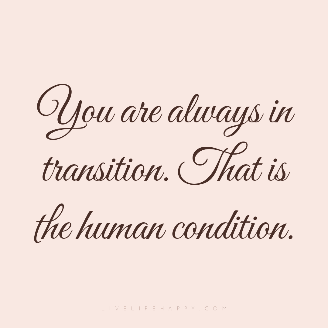 You are always in transition. That is the human cond... — Author Unknown