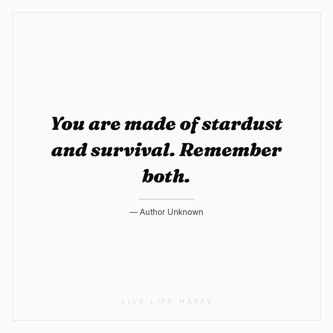 You are made of stardust and survival. Remember both... — Author Unknown