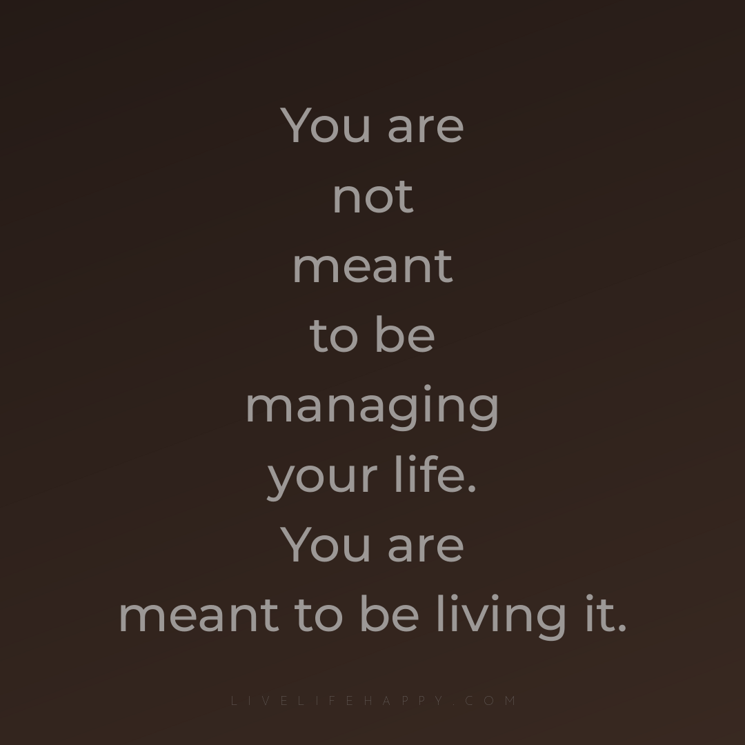 You are not meant to be managing your life. You are ... — Author Unknown