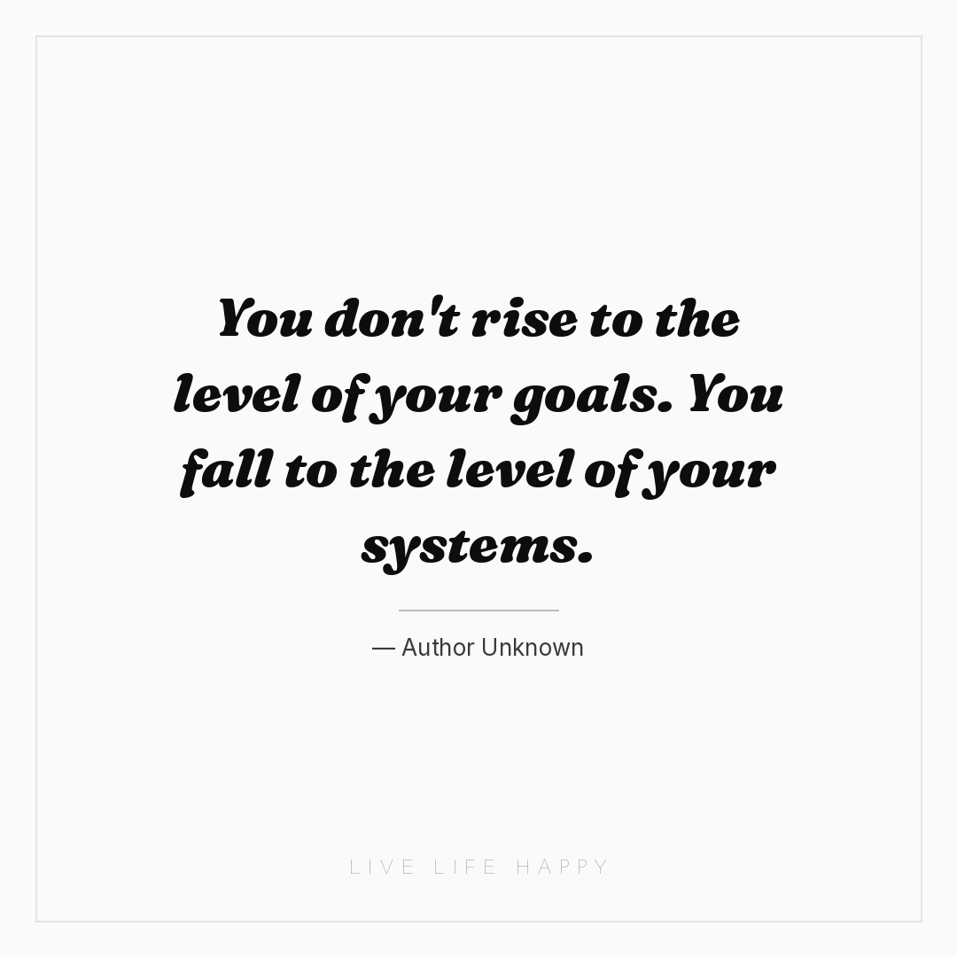 You don't rise to the level of your goals. You fall ... — Author Unknown