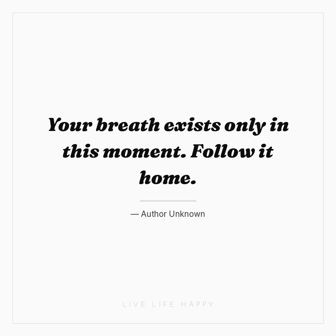 Your breath exists only in this moment. Follow it ho... — Author Unknown