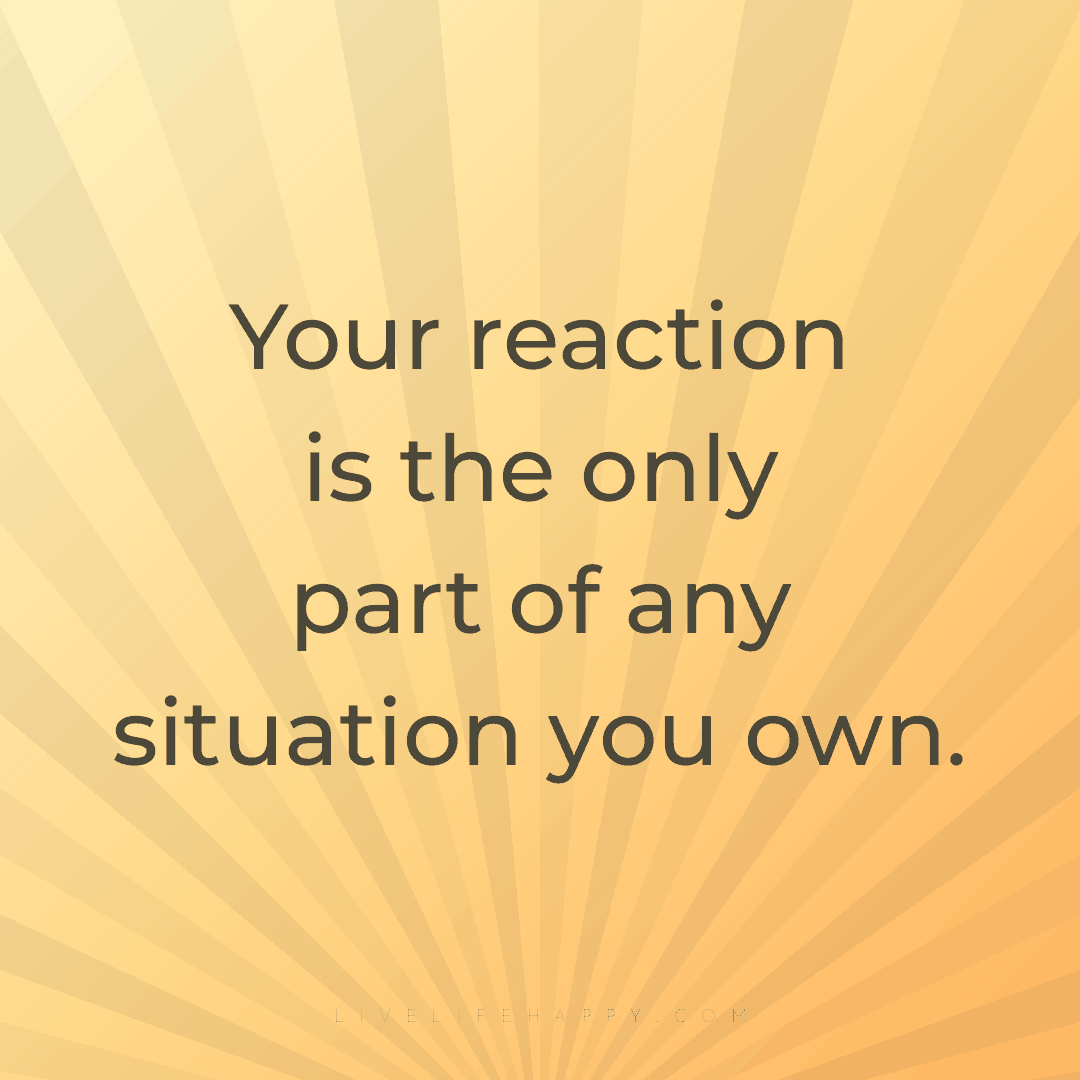Your reaction is the only part of any situation you ... — Author Unknown