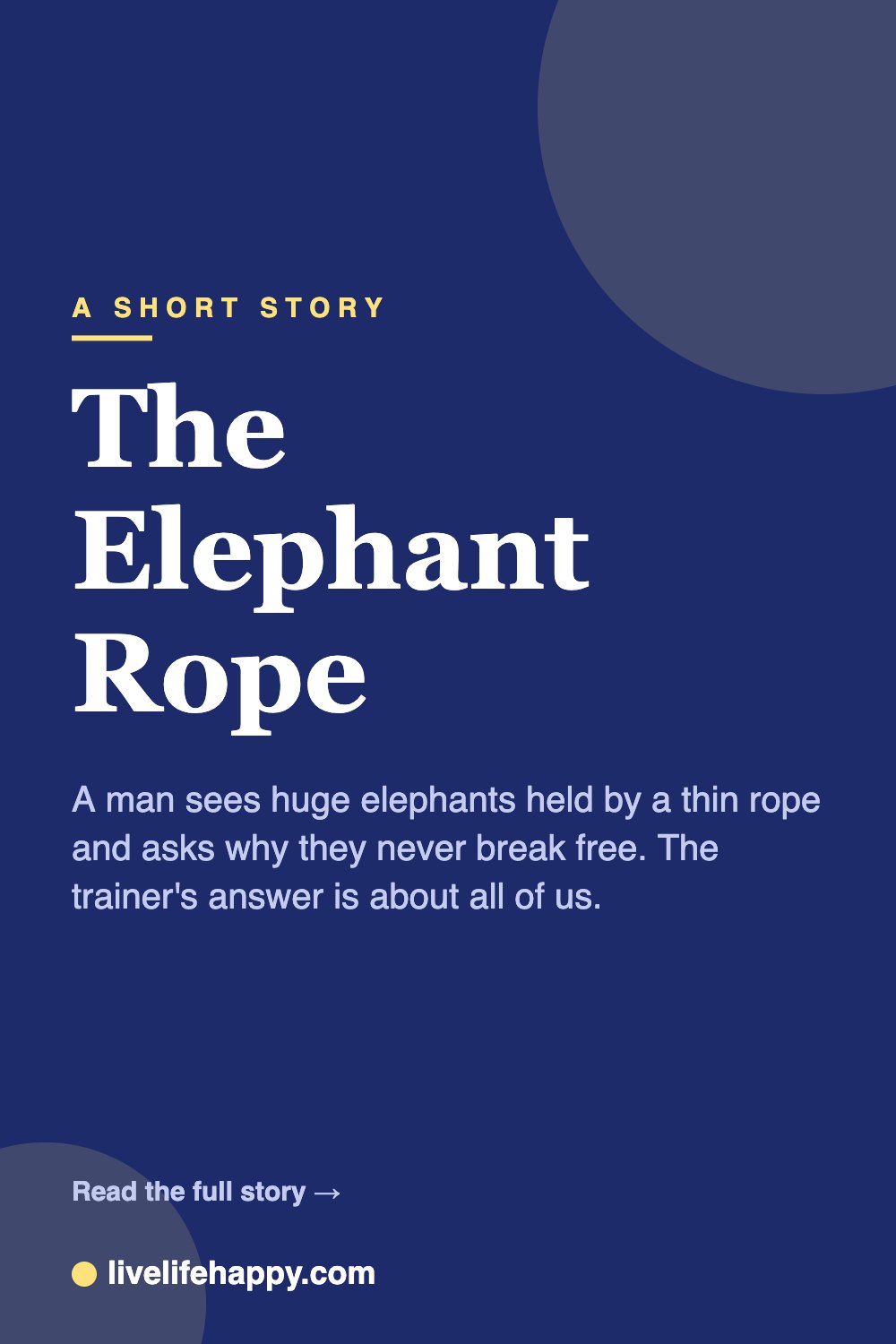 The Elephant Rope — A man sees huge elephants held by a thin rope and asks why they never break free. The trainer's answer is about all of us.